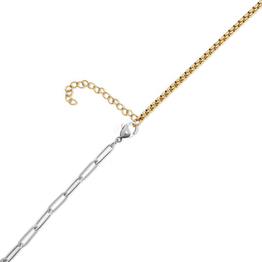 Mixed Metal Double Chain Paperclip Carabiner Necklace