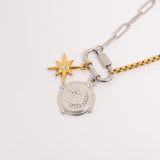 Mixed Metal Double Chain Paperclip Carabiner Necklace