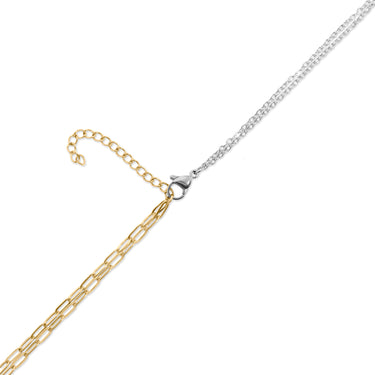 Mixed Metal Double Chain Charm Holder Necklace