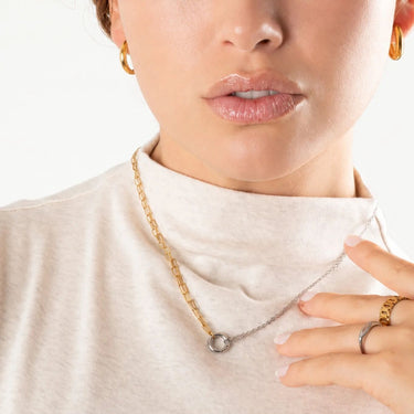 Wholesale jewelry Mixed Metal Double Chain Charm Holder Necklace- model 