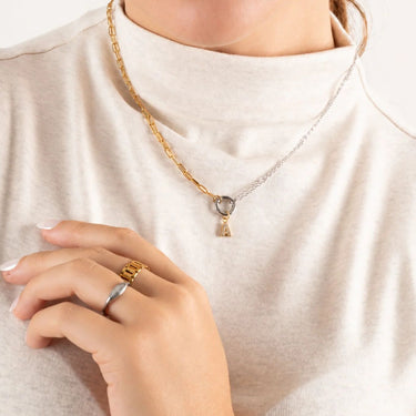 Wholesale jewelry Mixed Metal Double Chain Charm Holder Necklace- model 