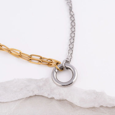 Wholesale jewelry Mixed Metal Double Chain Charm Holder Necklace- studio 