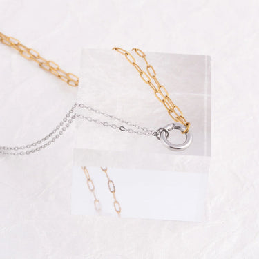 Wholesale jewelry Mixed Metal Double Chain Charm Holder Necklace- studio 