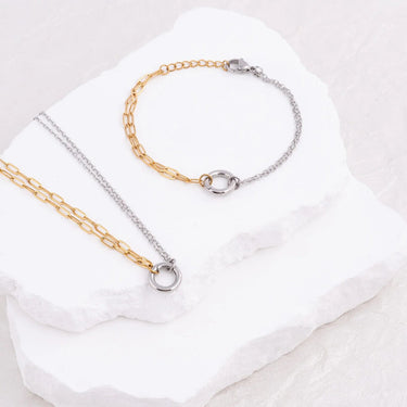 Wholesale jewelry Mixed Metal Double Chain Charm Holder Necklace- studio 