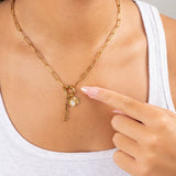 Wholesale jewelry 18K Gold PVD Stainless Steel Mama Charm Holder Necklace Gift Set- gold model