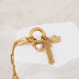 Wholesale jewelry 18K Gold PVD Stainless Steel Mama Charm Holder Necklace Gift Set- gold studio