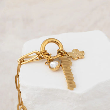 Wholesale jewelry 18K Gold PVD Stainless Steel Mama Charm Holder Necklace Gift Set- gold studio