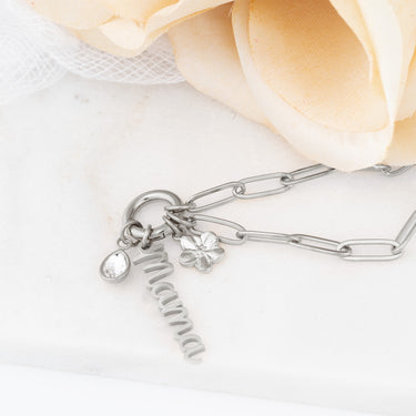 Wholesale jewelry 18K Gold PVD Stainless Steel Mama Charm Holder Necklace Gift Set- stainless studio