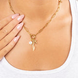 Wholesale jewelry 18K Gold PVD Stainless Steel Faith Charm Holder Necklace Gift Set - gold model  