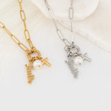 Wholesale jewelry 18K Gold PVD Stainless Steel Faith Charm Holder Necklace Gift Set - stainless and gold studio  
