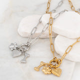 Wholesale jewelry 18K Gold PVD Stainless Steel Pet Charm Holder Necklace Gift Set- gold and stainless studio