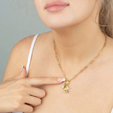 18K Gold PVD Stainless Steel Travel Charm Holder Necklace Gift Set / CHN0147