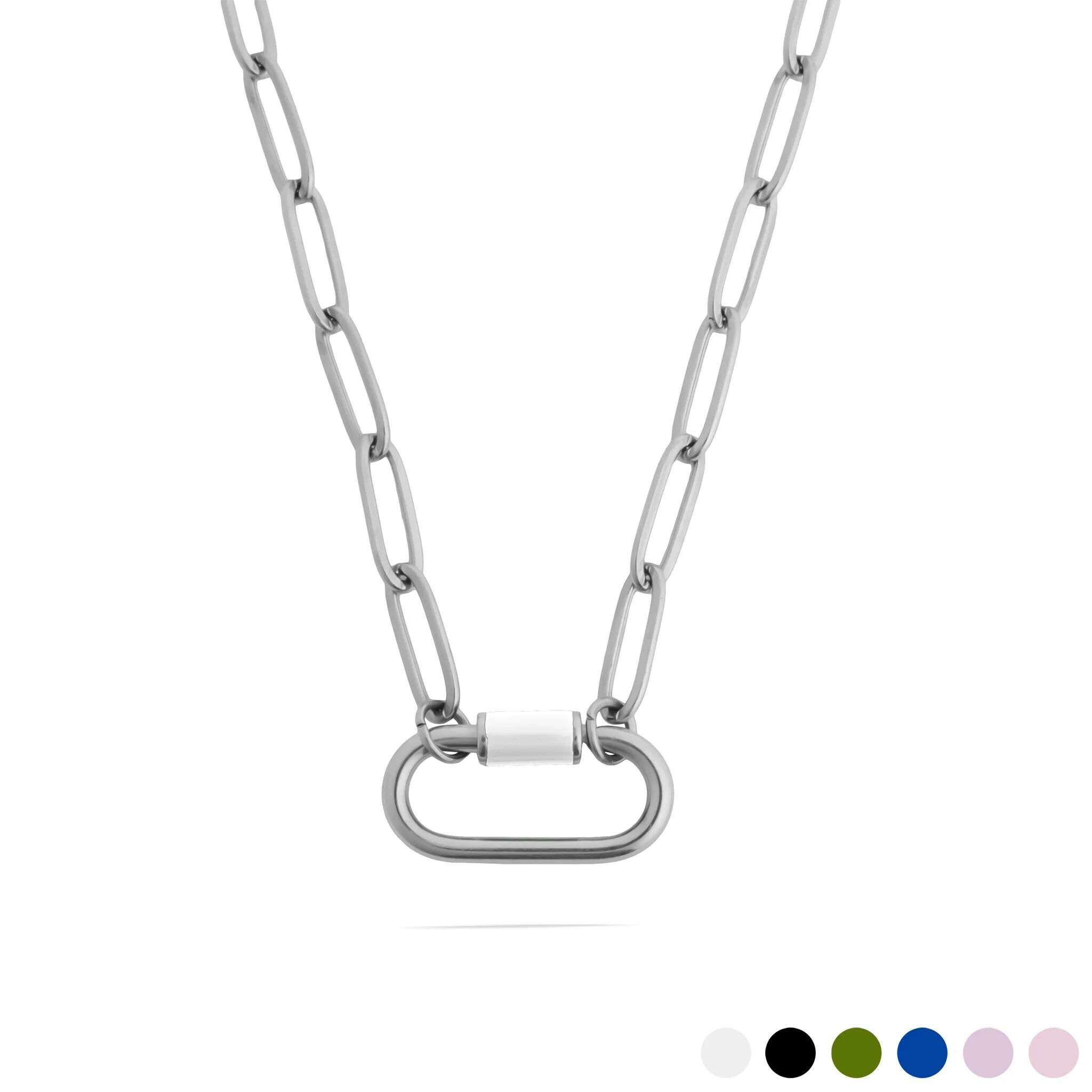 Stainless Steel Colorful Carabiner Necklace / CHN0148