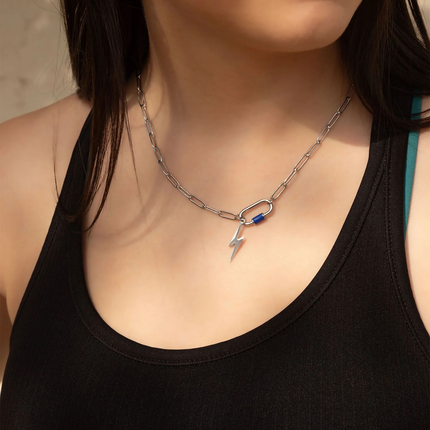 Stainless Steel Colorful Carabiner Necklace / CHN0148