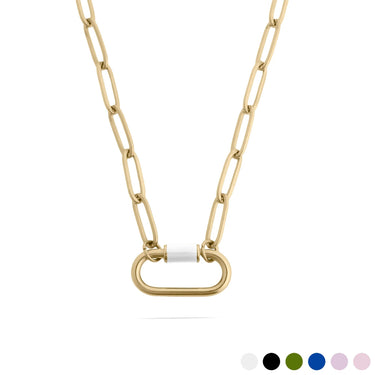 18K Gold PVD Colorful Carabiner Necklace / CHN0149