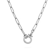 18K Gold PVD Stainless Steel Circle Carabiner Necklace / CHN0150