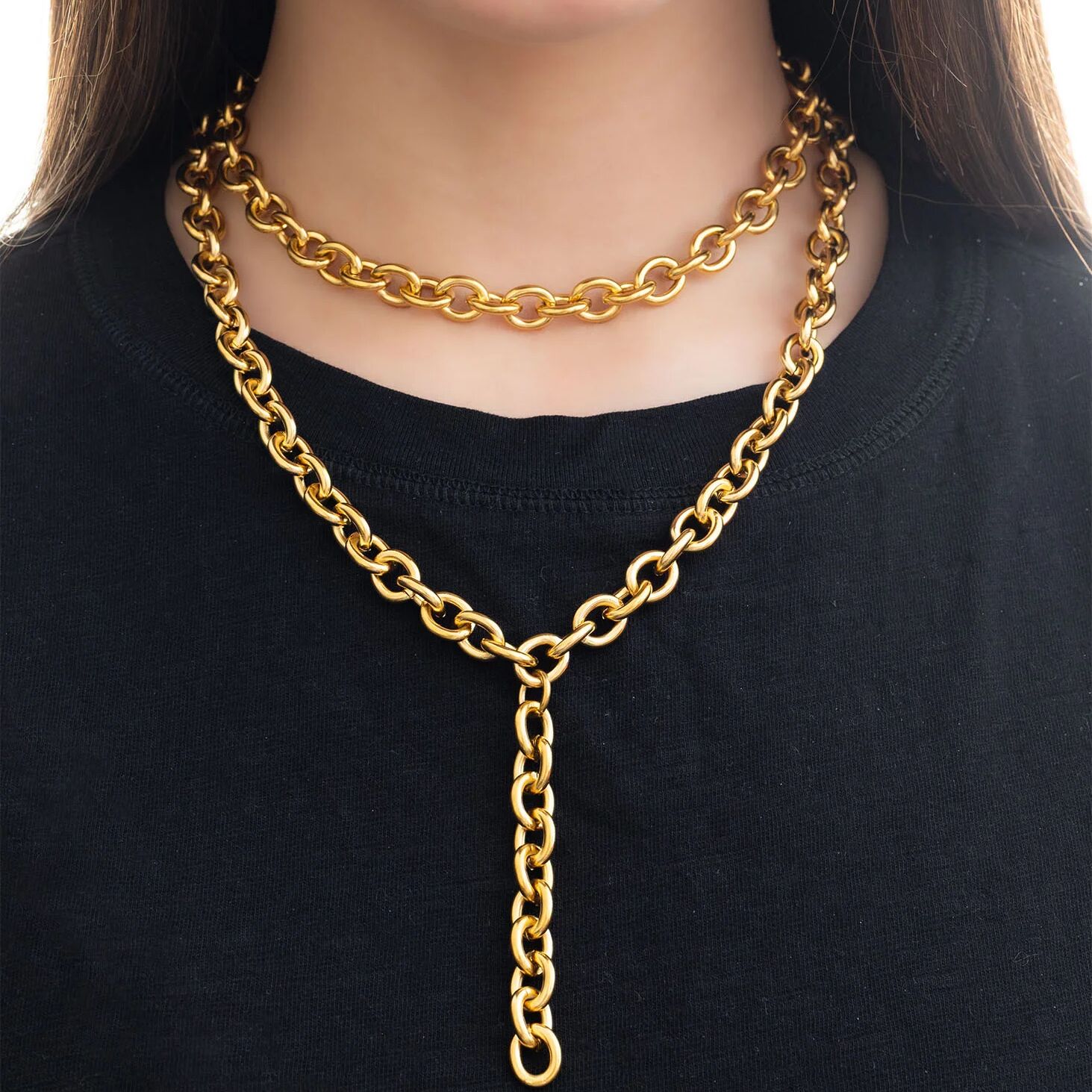 18K Gold PVD Stainless Steel Chunky Chain Necklace / CHN0152