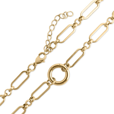 Gold chain necklace on a white background