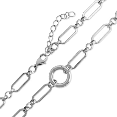 Silver chain necklace on a white background