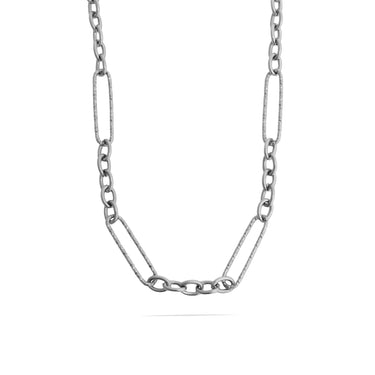 Silver chain necklace on a white background