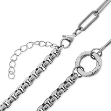 Silver chain bracelet on a white background