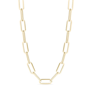 Gold chain necklace on a white background