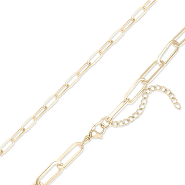 Gold chain necklace on a white background