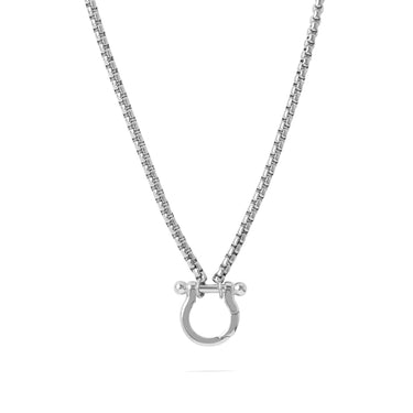 Silver Horse Shoe Carabiner Charm Holder Necklace