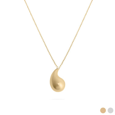 18k Gold PVD Stainless Steel Teardrop Charm Necklace- gold main 