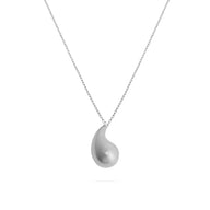 18k Gold PVD Stainless Steel Teardrop Charm Necklace- silver main 