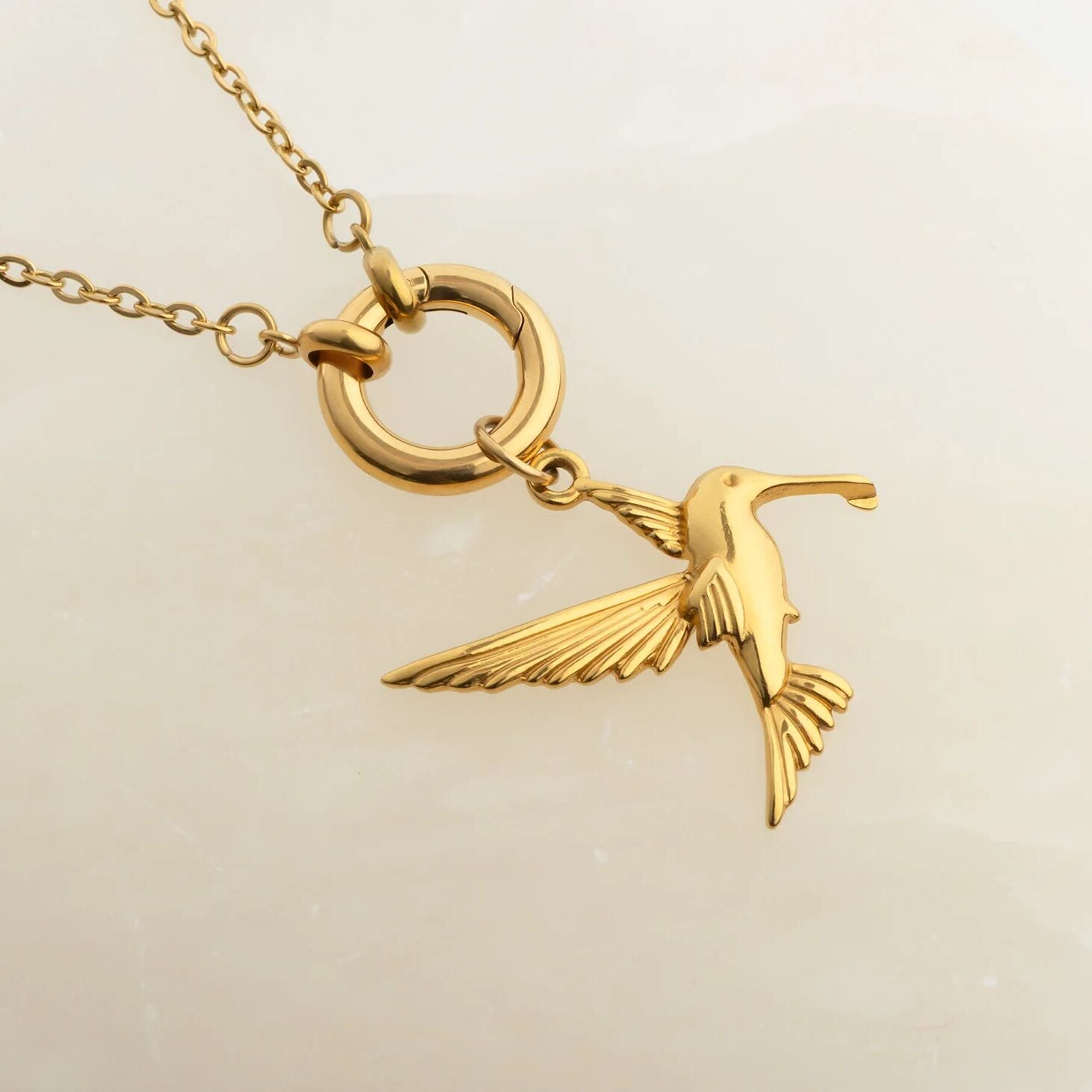 Charm Loop 18K Gold PVD Stainless Steel Loop Chain Charm Holder Necklace / CHN017 ...