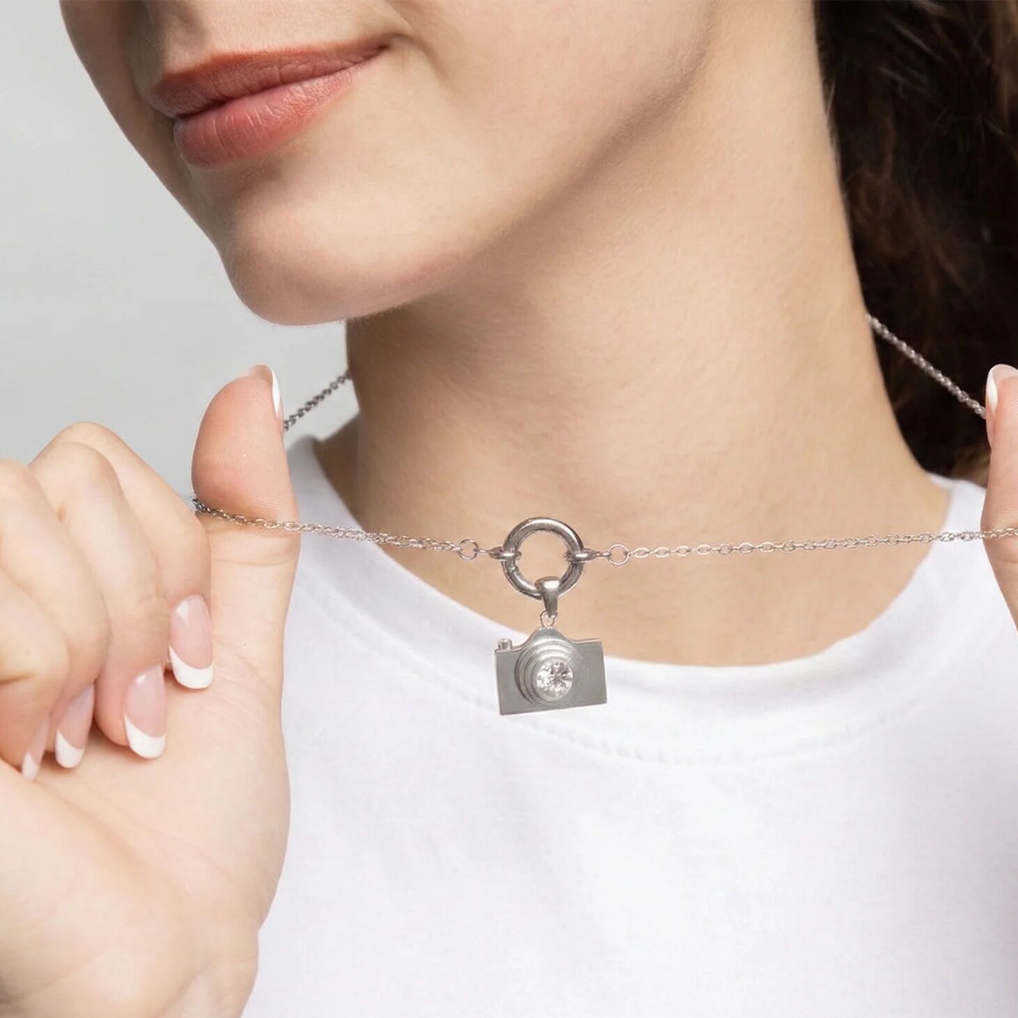 Charm Loop 18K Gold PVD Stainless Steel Loop Chain Charm Holder Necklace / CHN017 ...