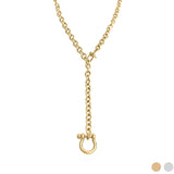 18K Gold PVD Stainless Steel Y Necklace with Horse shoe Carabiner- gold main 
