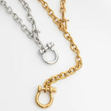 18K Gold PVD Stainless Steel Y Necklace with Horse shoe Carabiner- gold and silver studio 