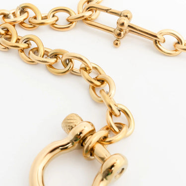 18K Gold PVD Stainless Steel Y Necklace with Horse shoe Carabiner- gold studio 