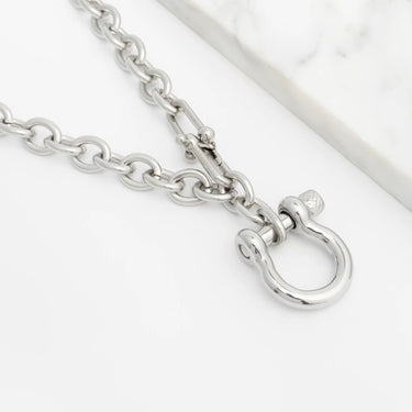 18K Gold PVD Stainless Steel Y Necklace with Horse shoe Carabiner- silver studio 