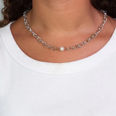 Silver Hammered Oval Split Chain