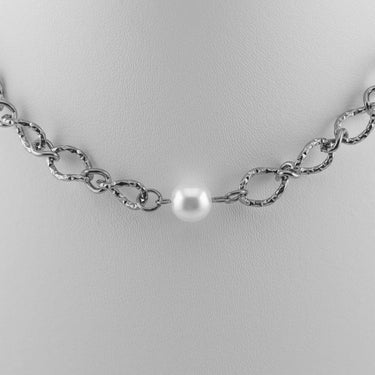 Silver Hammered Oval Split Chain