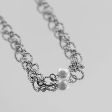 Silver Hammered Oval Split Chain
