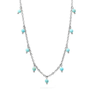 18K Gold PVD Stainless Steel Dangle Turquoise Stone Necklace- silver main 
