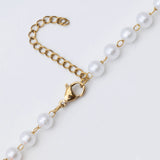 Gold Glass Pearl Beaded Necklace- Lobster clasp 
