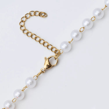 Gold Glass Pearl Beaded Necklace- Lobster clasp 