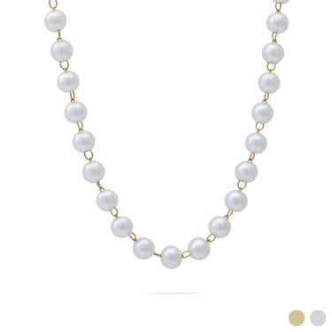 Gold Glass Pearl Beaded Necklace