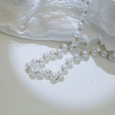 Gold Glass Pearl Beaded Necklace