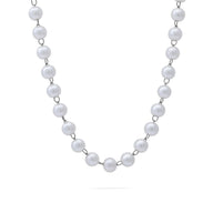 Silver Glass Pearl Beaded Necklace