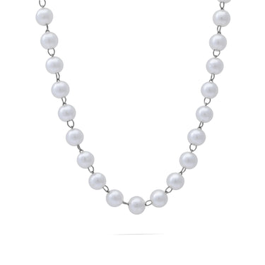 Silver Glass Pearl Beaded Necklace