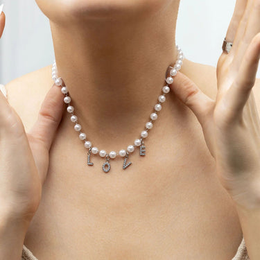 Silver Glass Pearl Beaded Necklace