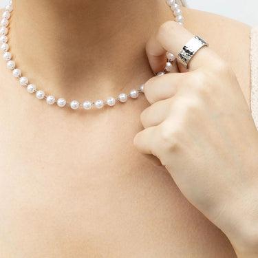 Silver Glass Pearl Beaded Necklace