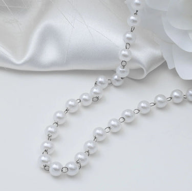 Silver Glass Pearl Beaded Necklace