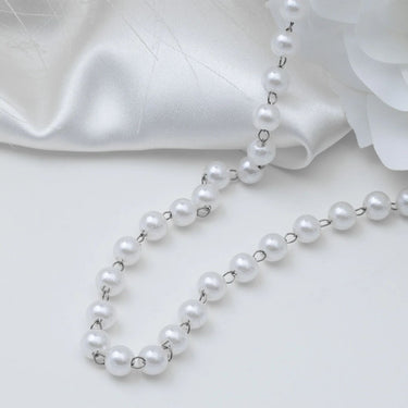 Silver Glass Pearl Beaded Necklace